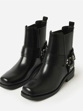 Marc Fisher Black Leather Harness Ankle Booties